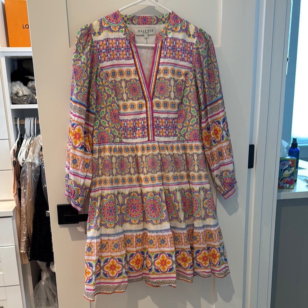 Hale Bob Multicolor Long Sleeve Dress